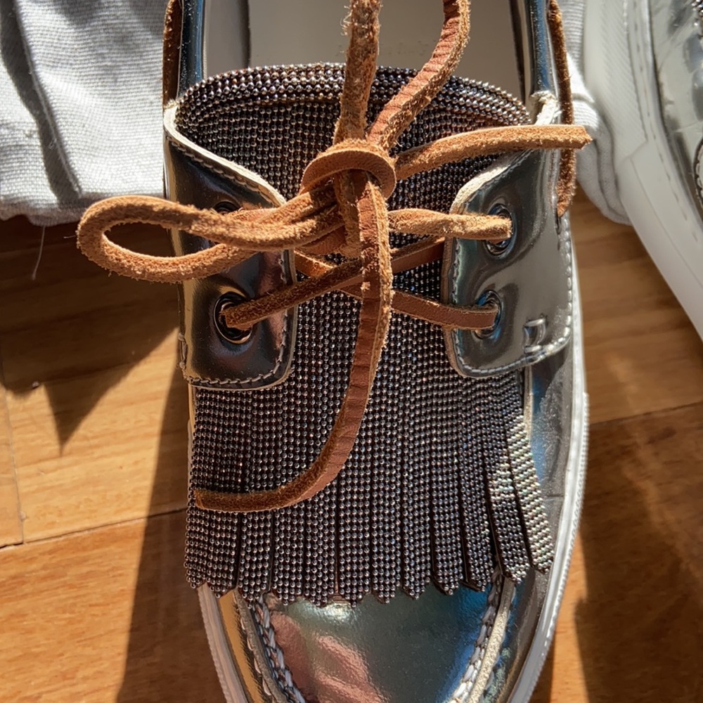 Brunello Cucinelli Silver Monilli Platform Boat S… - image 2
